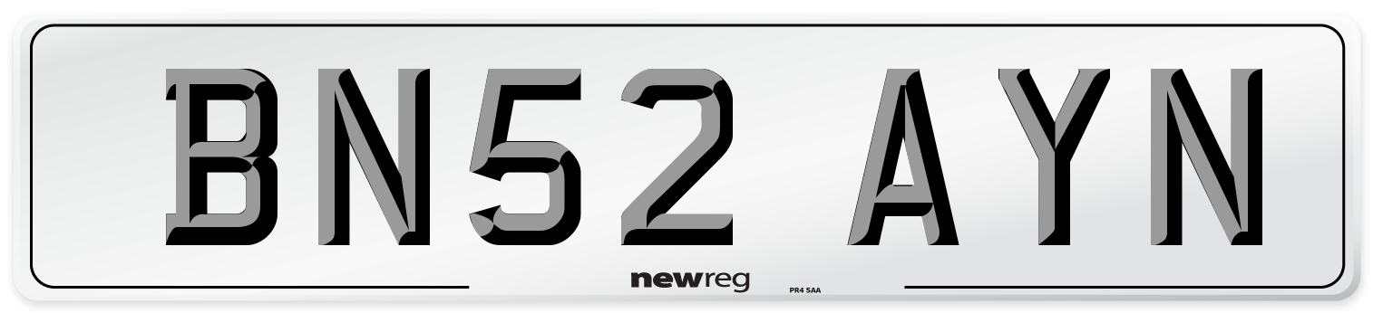 BN52 AYN Number Plate from New Reg